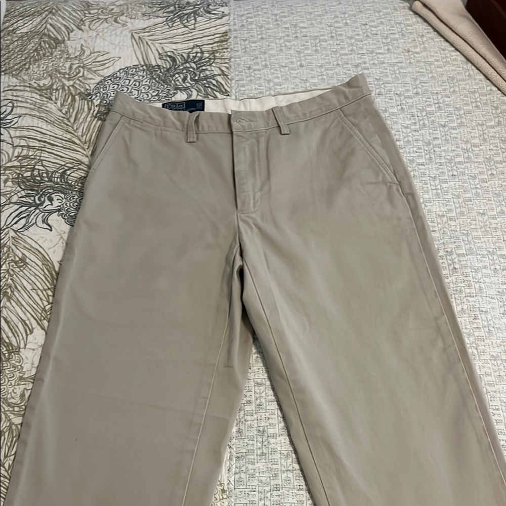 Polo Ralph Lauren Mens Preston Pant 100% Cotton High Rise Beige Size W32xL30